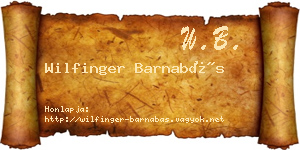 Wilfinger Barnabás névjegykártya